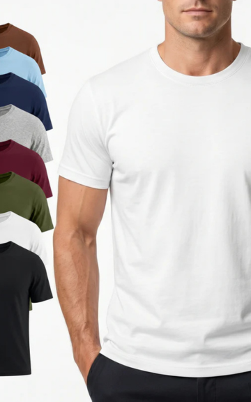 Men's 100% Cotton T-Shirt | Soft Breathable Crew Neck Basic Tee | Everyday Casual Essential Top