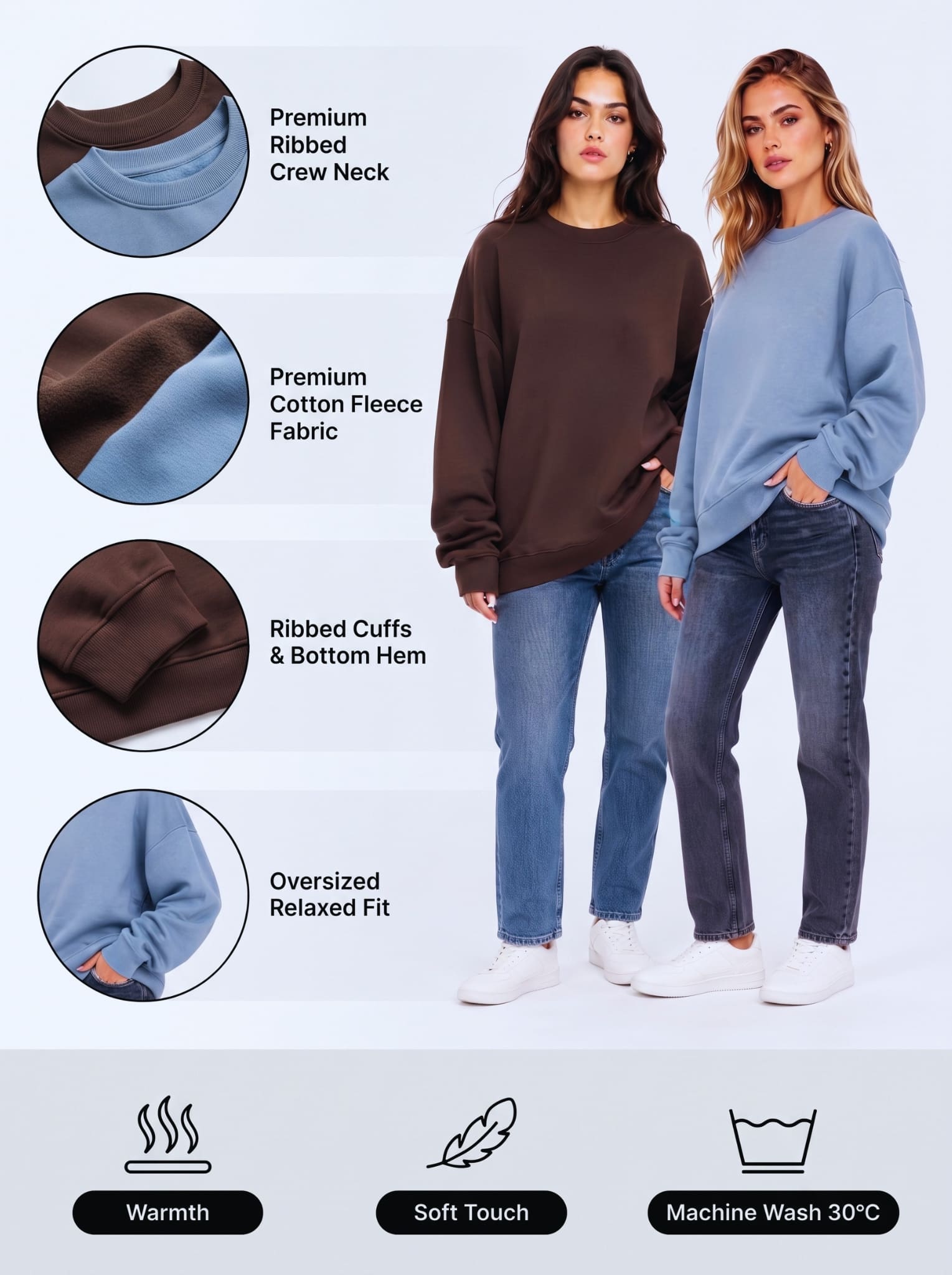 Oversized Women's Sweatshirts Pack of 2 | SKM