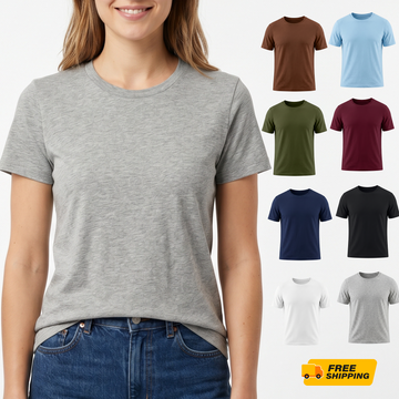 Women's 100% Cotton T-Shirt | Soft Breathable Crew Neck Basic Tee | Everyday Casual Essential Top