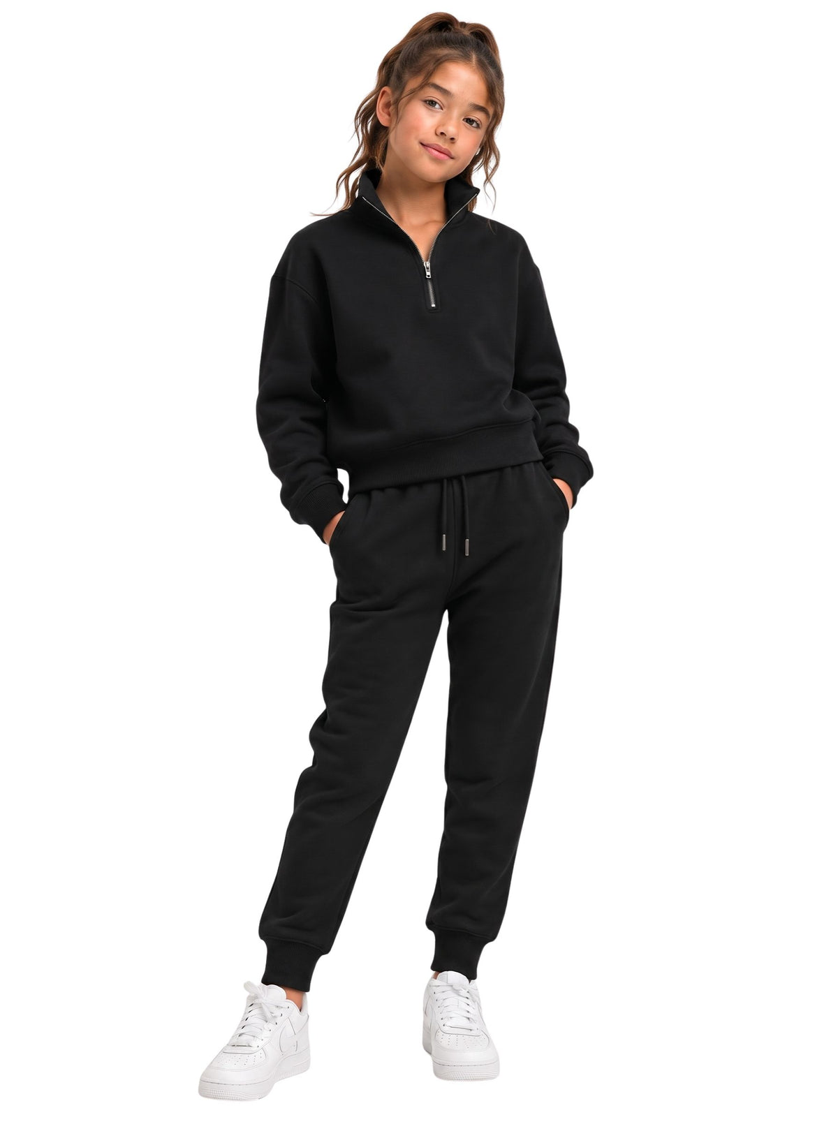 Girls Quarter Zip Tracksuit | SKM