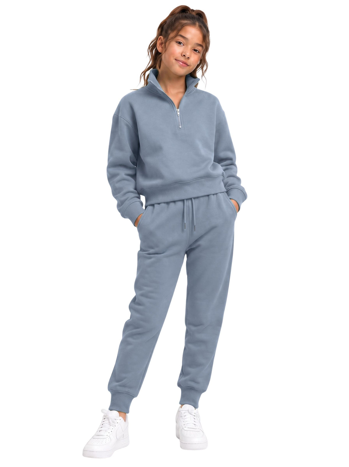 Girls Quarter Zip Tracksuit | SKM