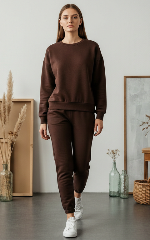 Chocolate Brown Sweatshirt Tracksuit