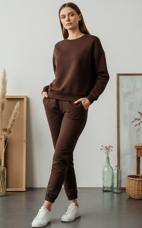 Chocolate Brown Sweatshirt Tracksuit