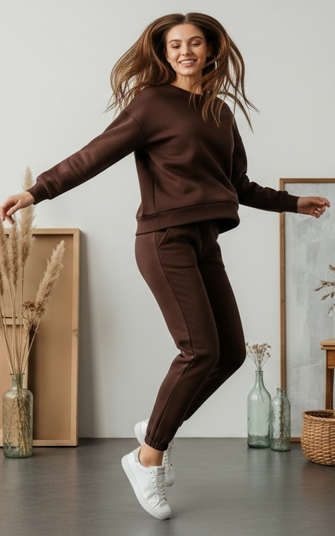 Chocolate Brown Sweatshirt Tracksuit