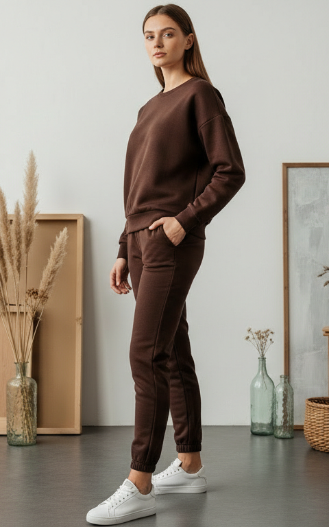 Chocolate Brown Sweatshirt Tracksuit Chocolate Brown