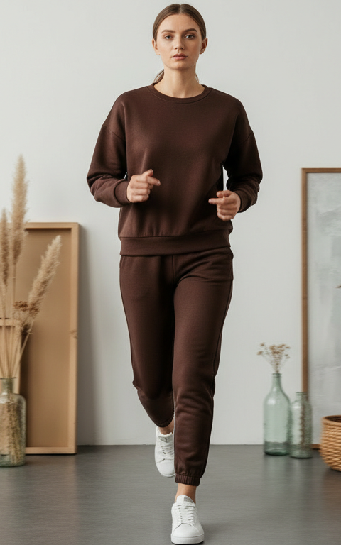 Chocolate Brown Sweatshirt Tracksuit