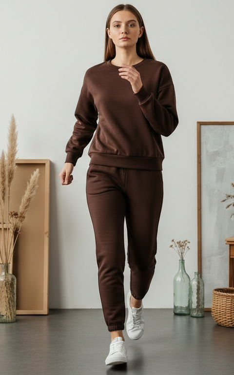 Chocolate Brown Sweatshirt Tracksuit