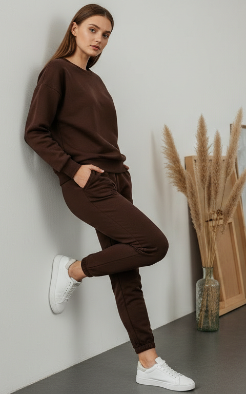 Chocolate Brown Sweatshirt Tracksuit