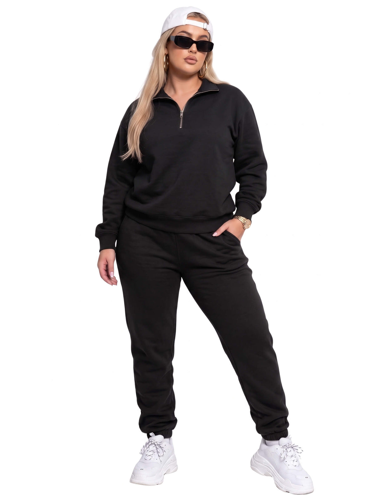 Women quarter zip tracksuit - SKM zip up tracksuit UK