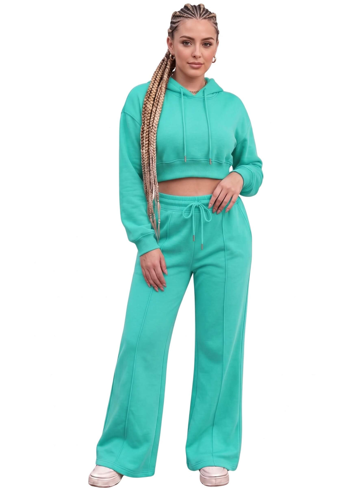 Womens cropped tracksuit hoodie and jogger set- SKM Fashion