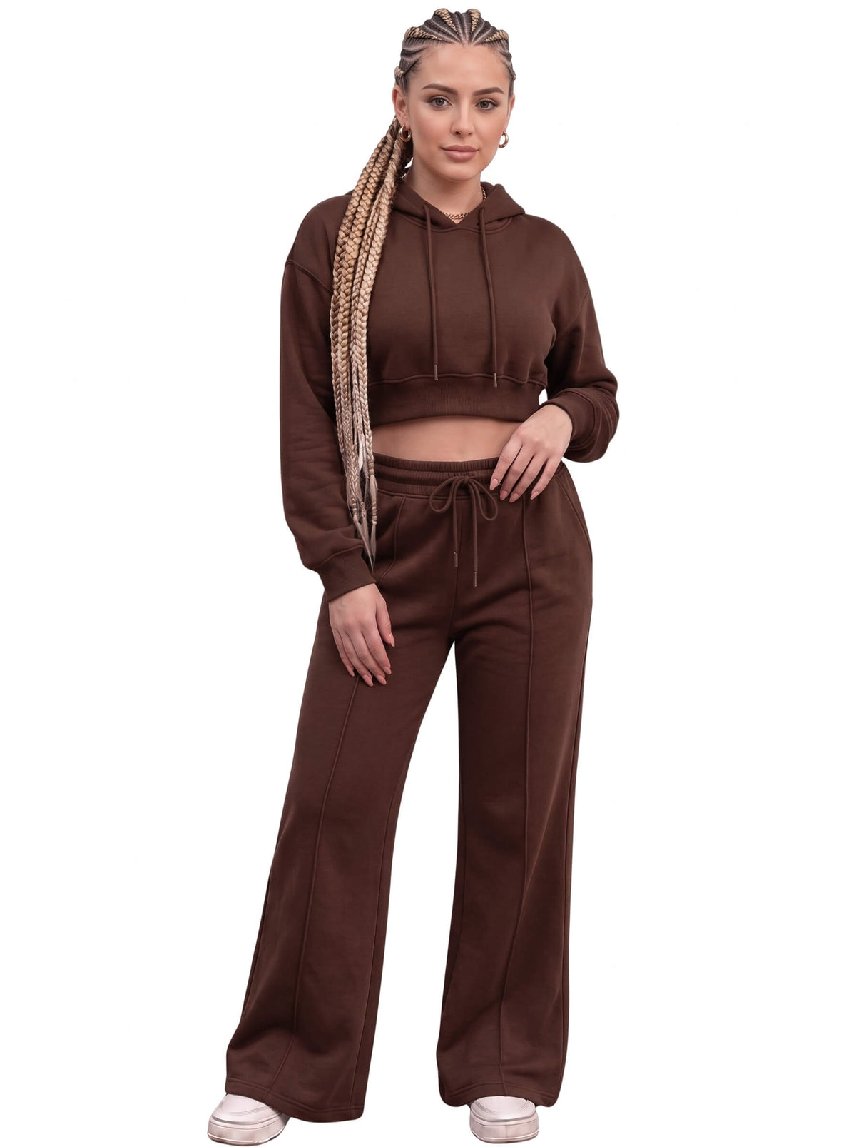 Women Cropped Hoodie Tracksuit | SKM