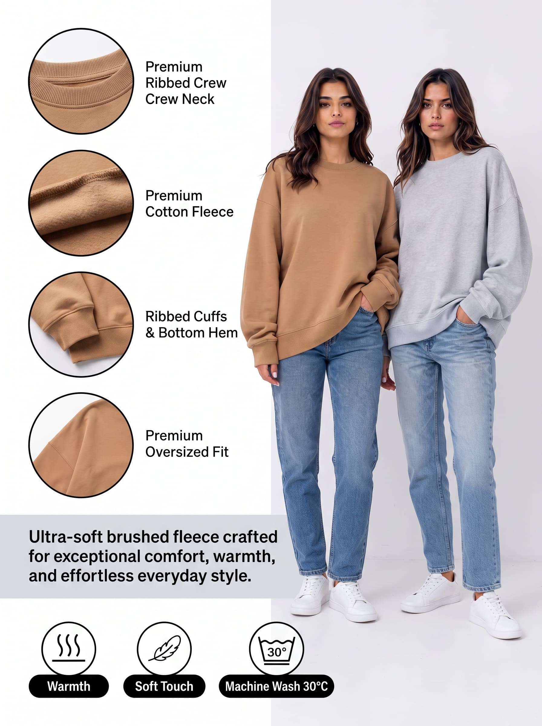 Oversized Women's Sweatshirts Pack of 3 | SKM