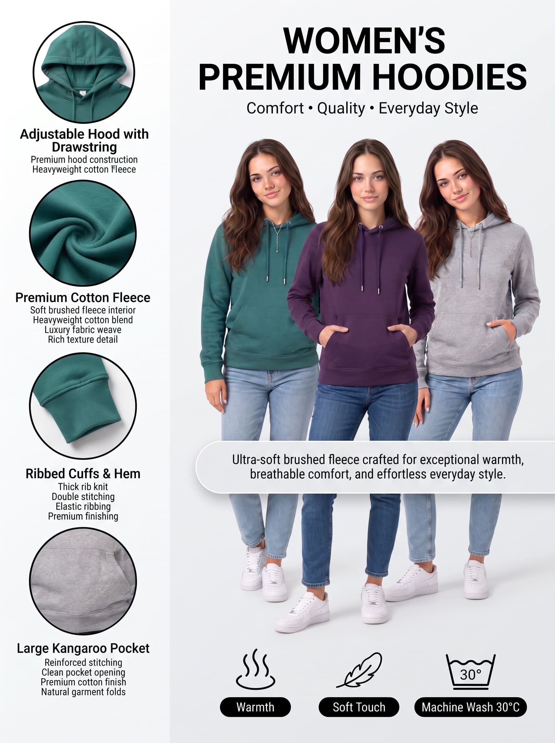 Women's Pullover Hoodies Pack of 3 | SKM