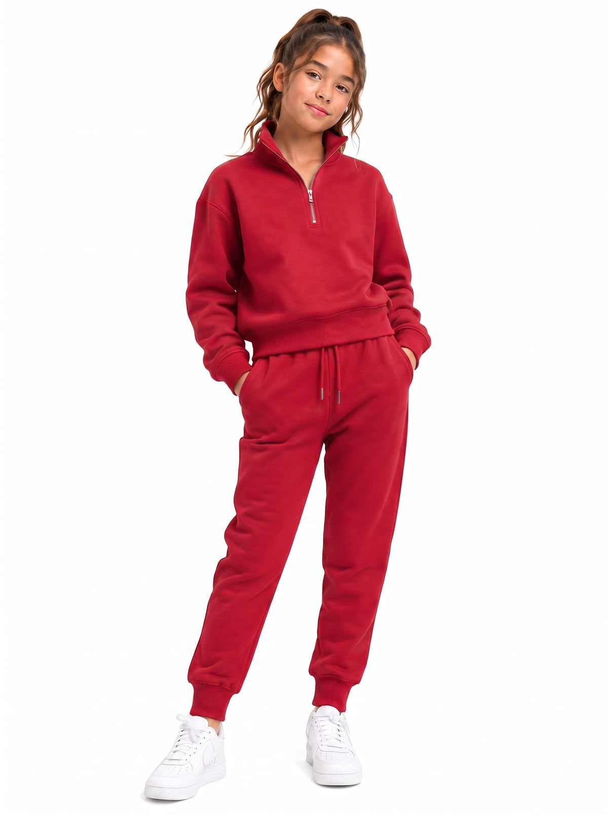Girls Quarter Zip Tracksuit | SKM