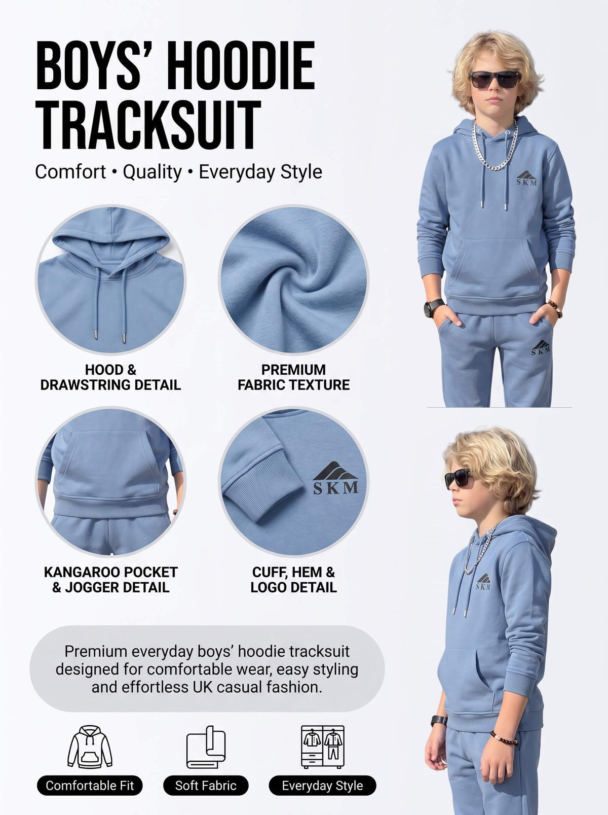 Premium Boys Hoodie Tracksuit | SKM