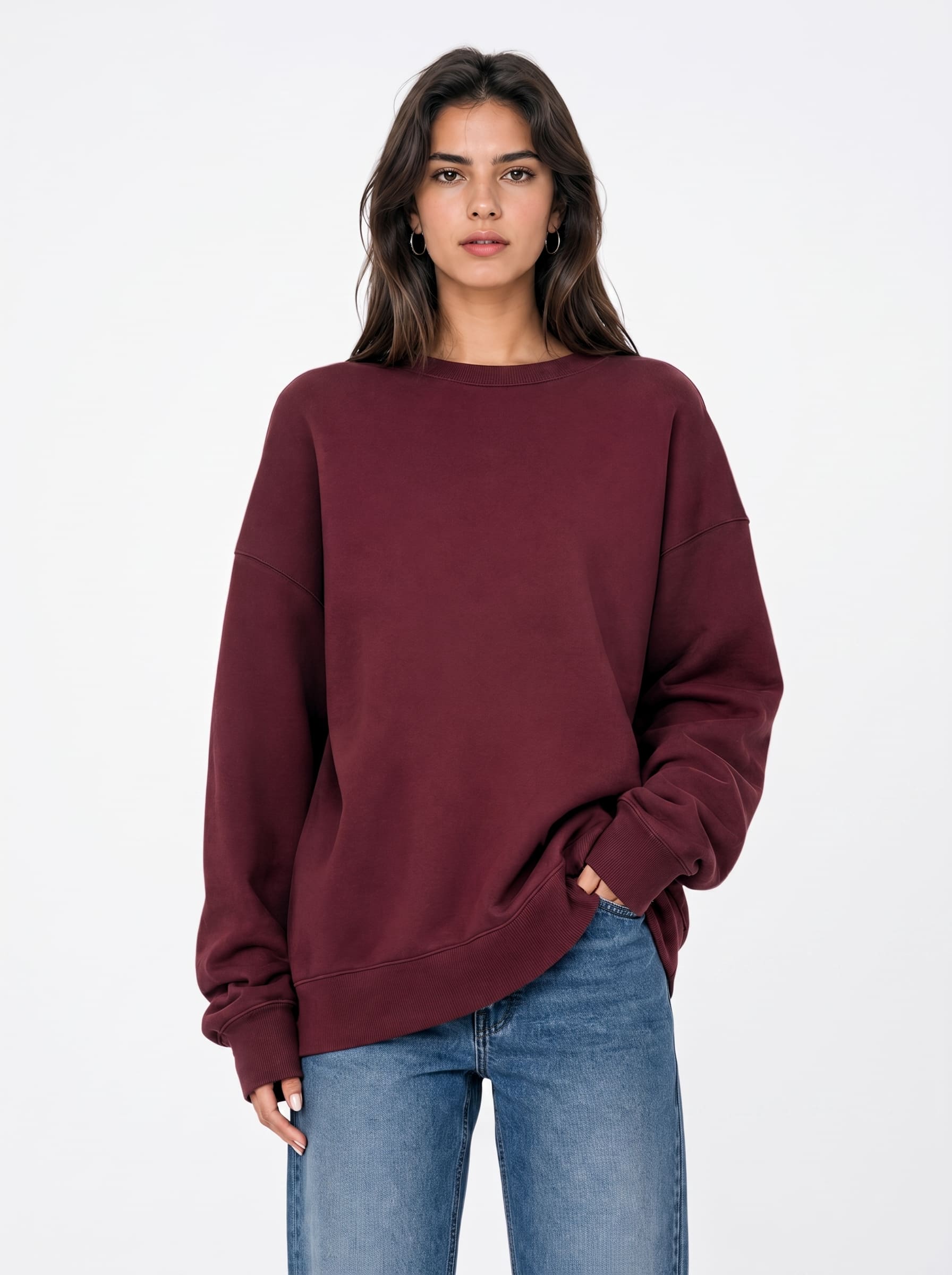 Oversized Women's Sweatshirts | SKM Maroon