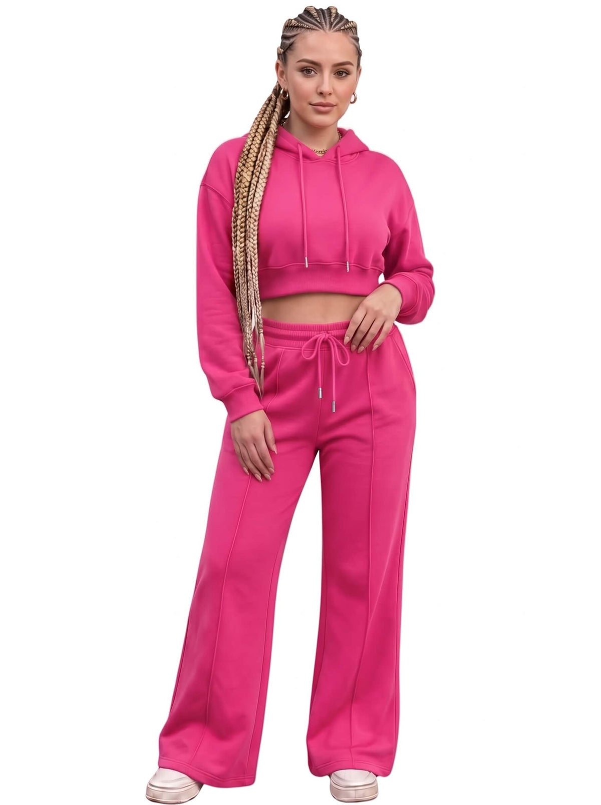 Women Cropped Hoodie Tracksuit | SKM