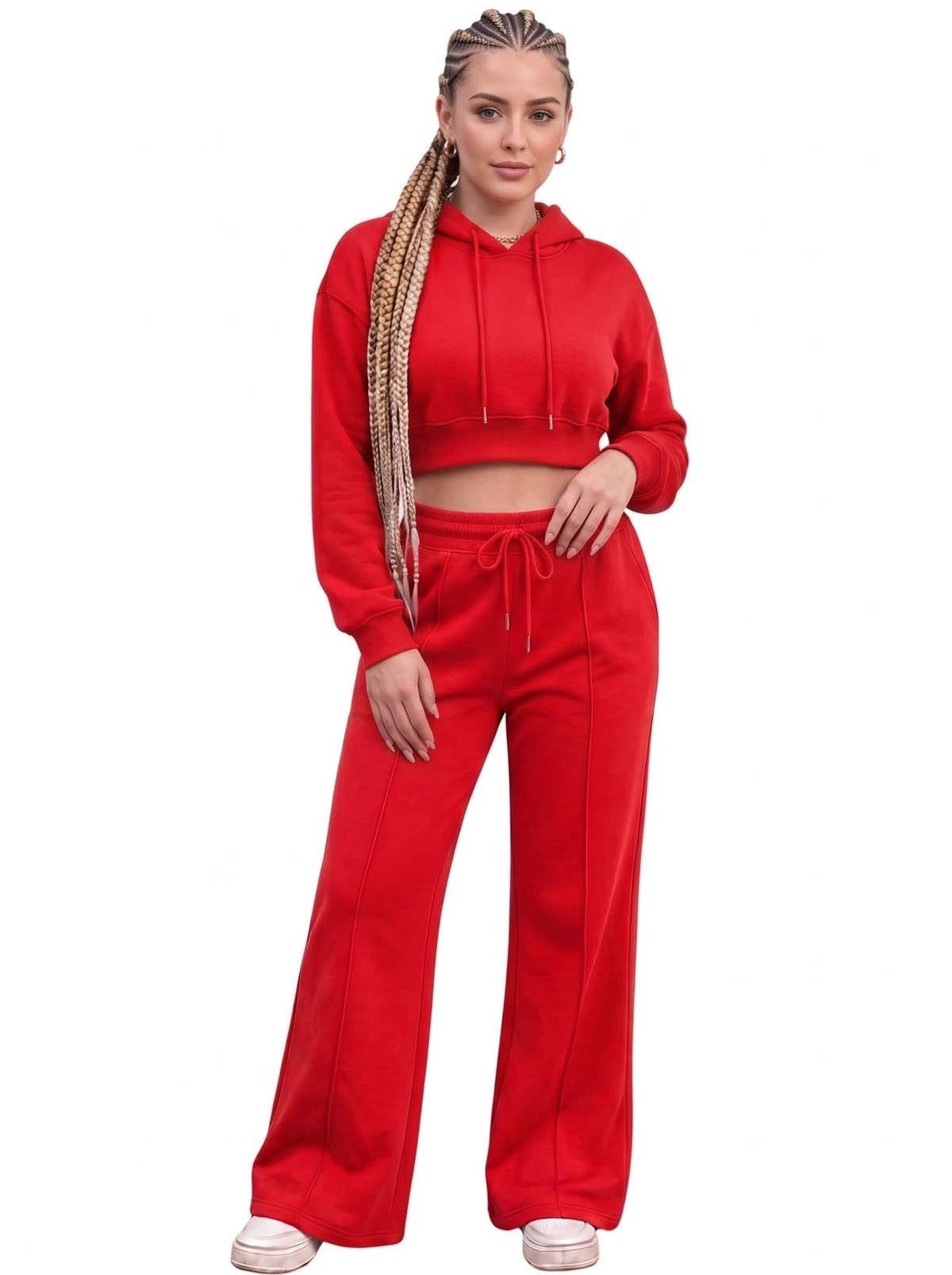 Women Cropped Hoodie Tracksuit | SKM